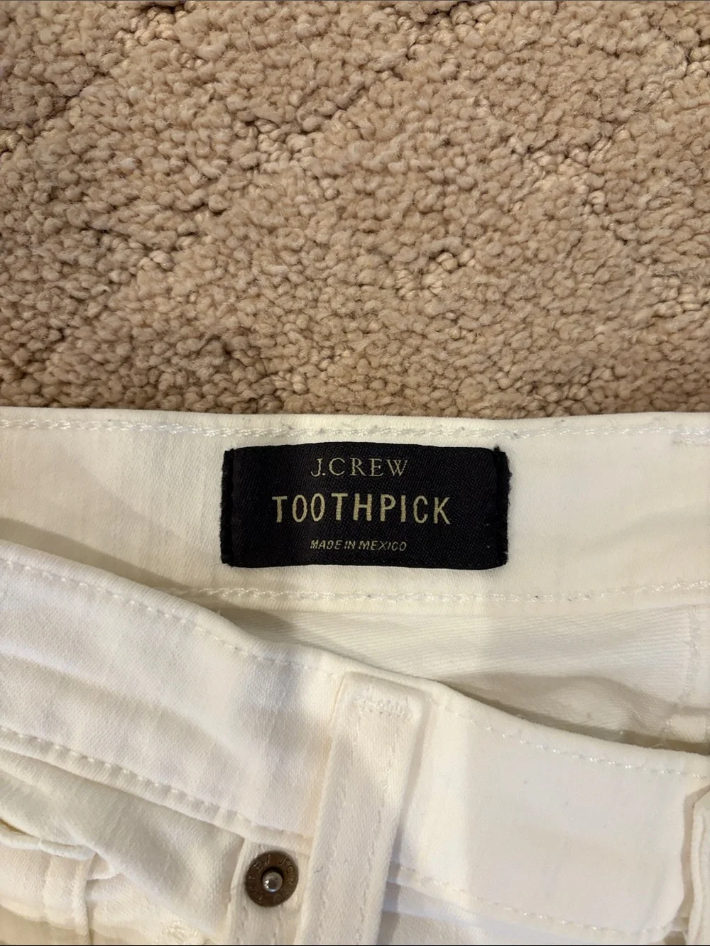 J. Crew White Skinny Jeans with Raw Hem